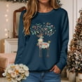 thumbnail image 2 of Kaprioy Sweatshirts for Women Christmas Colorful Elk Graphic Long Sleeve Shirt Holiday Vacation Pullover Tops Fall Fashion Clothing Navy, XL, 2 of 6