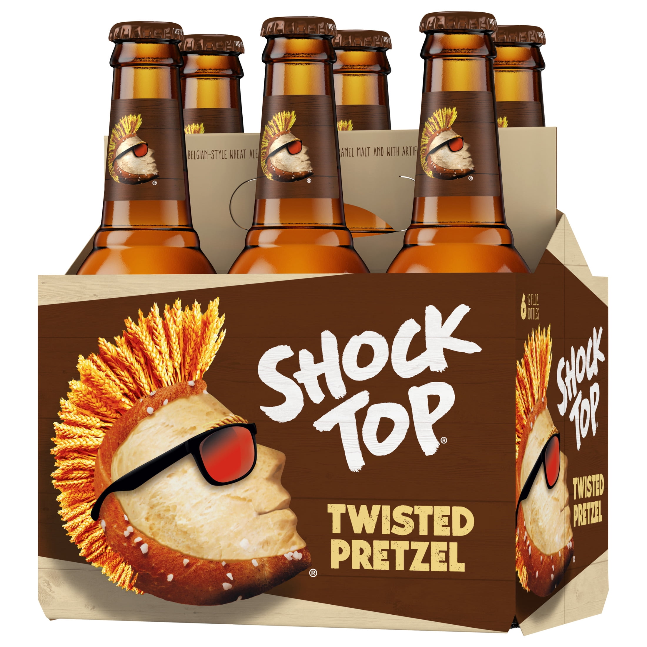 Shock Top Twisted Pretzel Wheat Craft Beer, 6 Pack, 12 fl oz Glass Bottles, 5% ABV