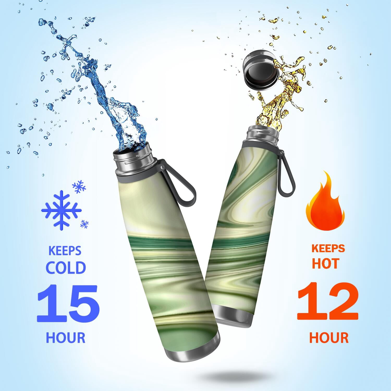 29oz Insulated Water Bottle with Tea Infuser, Stainless Steel Travel Mug, Liquid & Marble Print