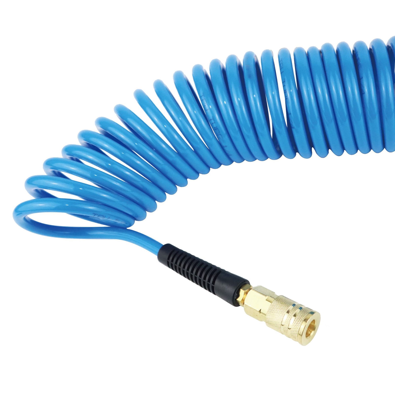 Polyurethane Recoil Air Hose with Bend Restrictor Replacement Air Compressor Hose 1/4" Quick Coupler and Plug Easy Use