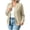 Beige, variant on Women's Casual Zip Up Bomber Jacket Lightweight Long Sleeve Sweatshirt Coat Crew Neck Loose Fit Outerwear with Pockets Fashion Fall Spring Jacket
