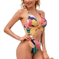 thumbnail image 1 of Traje de baño de una pieza sin espalda con cuello halter Monokini traje de baño para playa verano estampado floral M, 1 of 8