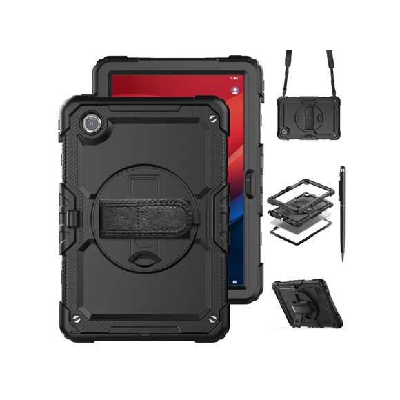 Case for Lenovo Tab M11 2024 TB330FU TB330XU TB-331FC Shockproof Protective Cover with Screen Protector Rotating Stand and /Shoulder Strap Pen Holder