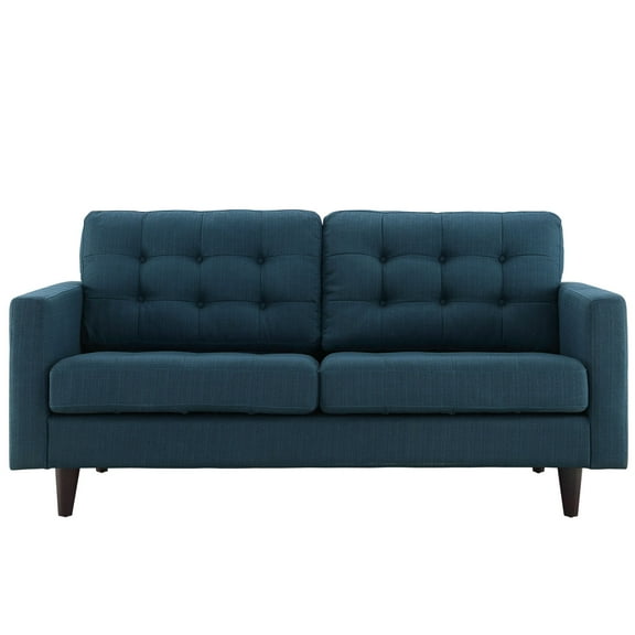 Modern Contemporary Loveseat, Navy Fabric