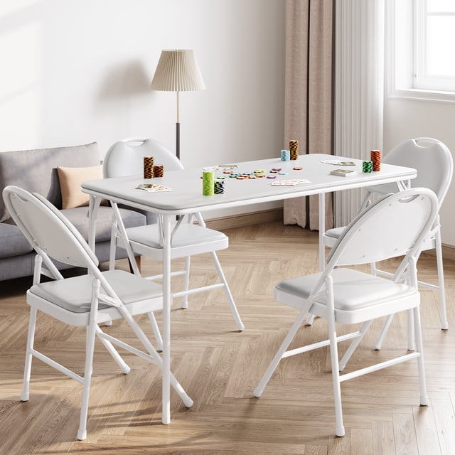 Rectangle Folding Table, Card Table with Anti-Slip Feet Caps, Scratch & Stain Resistant, Collapsible Legs Portable for Indoor Outdoor Dining Office