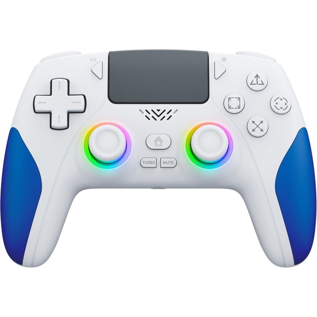 Wireless Controller for PS-5/PC, Hall Effect Joysticks & Triggers Gaming Controller with Programmable/Remap/Turbo/LED Light Functions, 3.5MM Headphone Jack, Dual Vibration,White