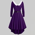 thumbnail image 2 of Womens Christmas Mrs Claus Outfit Santa Midi Dress Xmas Party Dresses Long Sleeve V Collar XXXL Purple, 2 of 5