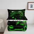 thumbnail image 5 of Game King Bedding Sets Gaming Comforter Set,Green Gamer Bed Set,Modern Glowing Neon Lights Gamepad Duvet Insert,Geometric Plaid Lattice Down Comforter Reverse 3Pcs, 5 of 7