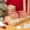 thumbnail image 4 of WRAPAHOLIC Kraft Christmas Wrapping Paper Roll - Mini Roll - 3 Rolls - 17 Inch X 120 Inch Per Roll - Red Santa Claus Cup, Candy Cane, Stripe Holiday Collection, 4 of 5