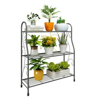 BENOSS 3 Tier Metal  Stand Flower Rack Flower Shelf Flower Pot Display Shelf Home for Living Room Balcony Patio Yard