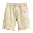 thumbnail image 5 of Mens Striped Casual Shorts Summer Beach Elastic Waist Drawstring Shorts with Pockets Mens Athletic Gym Shorts Daily Wear Walking Summer Outfit Yellow S, 5 of 5