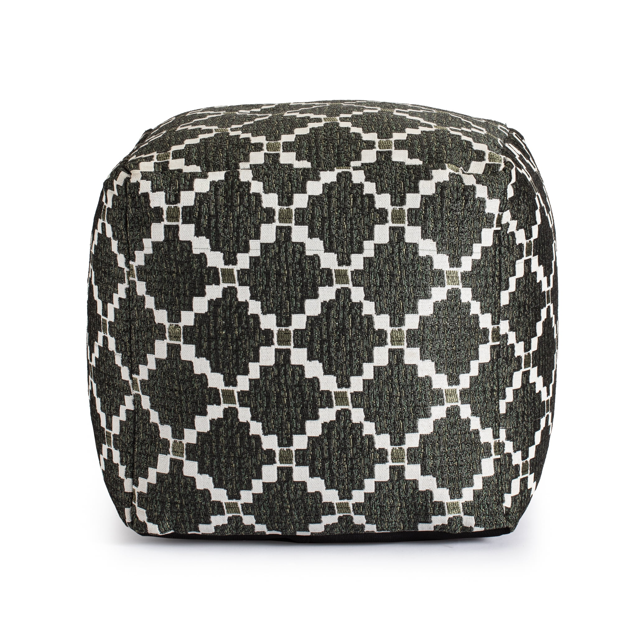 Deschutes Green 18" x 18" x 18" Green & Ivory Pouf