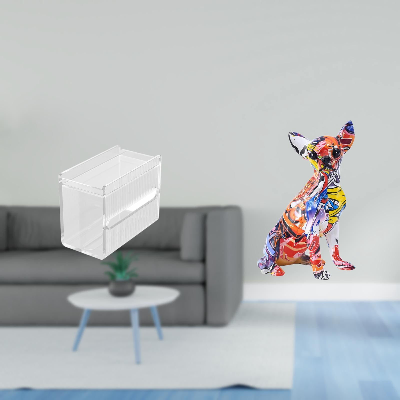 Fiocias Tissue Case Wall Mounted Toilet Paper Storage Box Acrylic Toilet Tissue Towel Holder Decorative Figure Dog Statue Crafted Graffiti Decor Modern