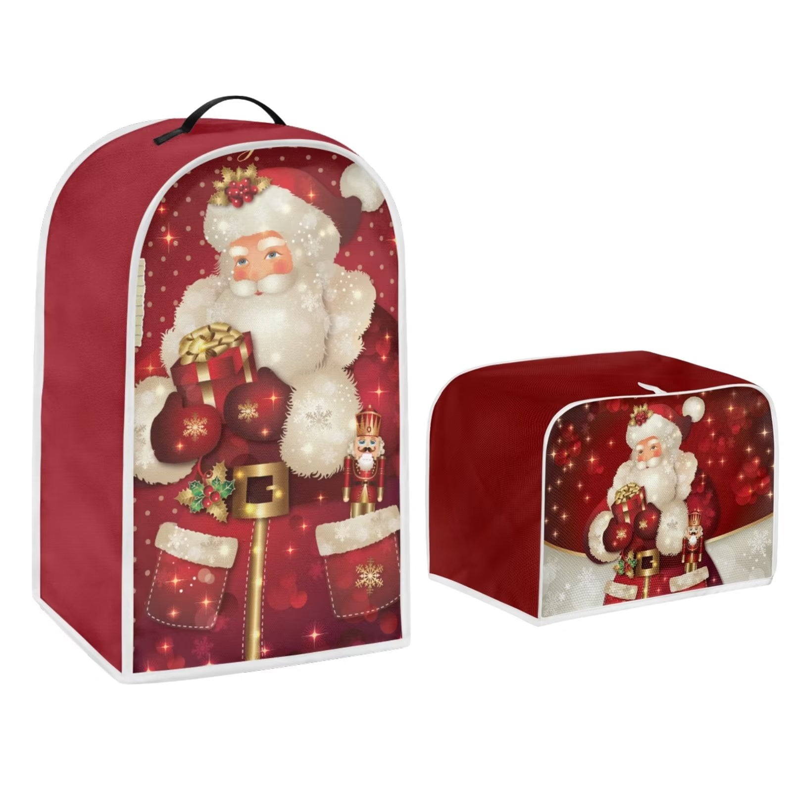 Renewold Red Christmas Toaster Cover 2 Slie Blender Covers Set Santa Snowflake Kitchen Dustproof