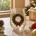 thumbnail image 2 of Christmas Stemless Wine Glasses, Embossed Holiday Tumbler Cups Set for Party, Festive Table Decor, 2 of 5