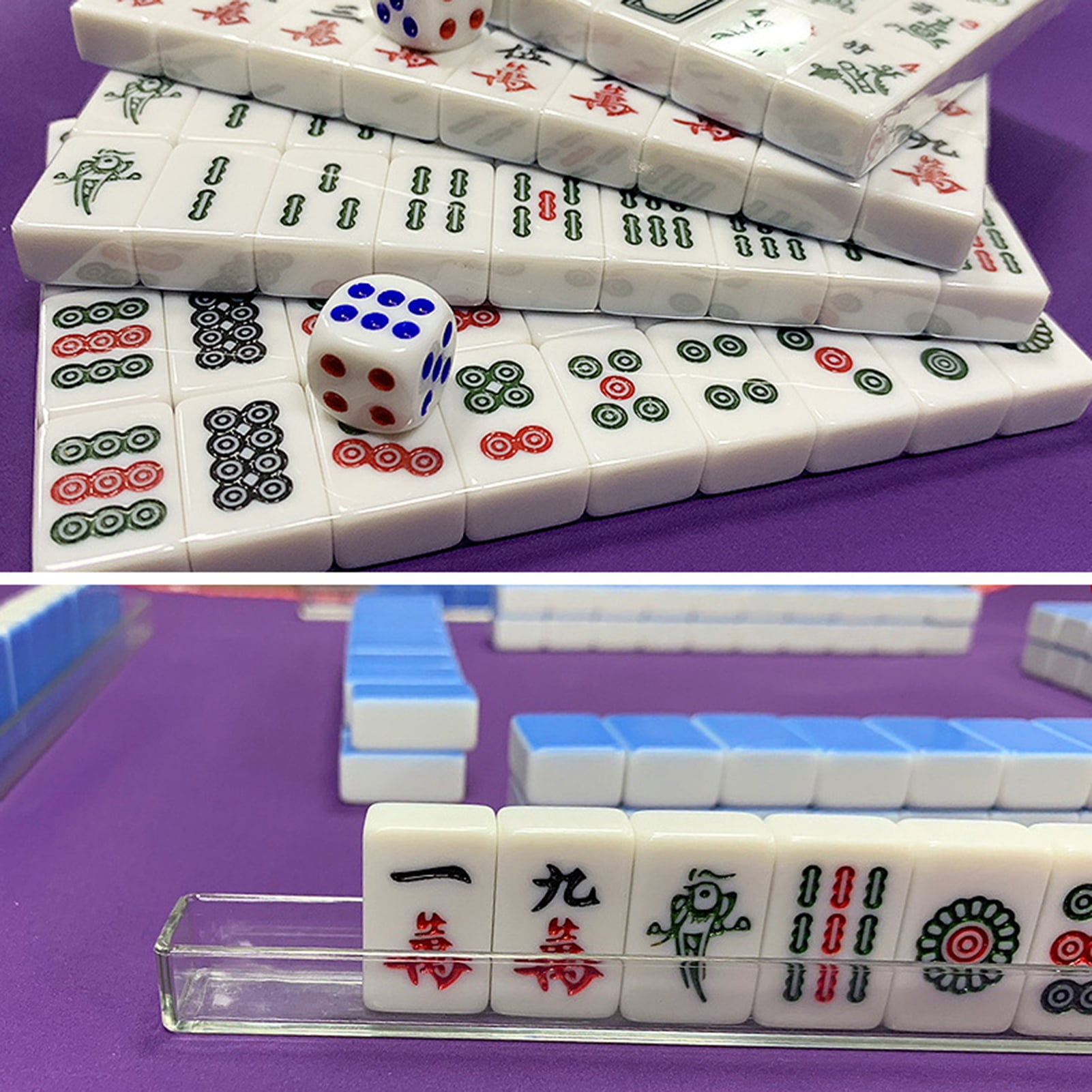 Mahjong para viagem, conjunto portátil de mini bolsa de mão com 22mm/24mm,  tapete de mesa para armazenamento interno e entretenimento, jogo de  tabuleiro