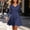 Navy, variant on Sentmoon Boho Maxi Dress Solid Color Long Sleeve V-Neck Womens Cocktail Dress Flowy Elastic Waist Relaxed Fit Womens Dresses for Wedding Guest