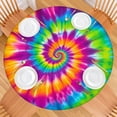 thumbnail image 2 of Colorful Rainbow Tie Dye Spiral Pattern Round Fitted Tablecloth with Elastic Edge,Dining Table Cover Waterproof,Outdoor Round Tablecloth for Camping,Dining,Indoor and Outdoor, 2 of 7