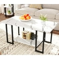 thumbnail image 5 of furlinkhm Coffee Table Set of 3,Rectangle Coffee Table&2 Accent Table,Faux Marble Tabletop,3 Piece Living Room Table Sets with Multi Tier Storage, for Small Space, Apartment,White & Black, 5 of 9