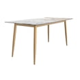 thumbnail image 4 of LeisureMod 7-Piece Dining Set 55” Rectangular Dining Table with Sintered Stone Top Gold Stainless Steel Base and 6 Upholstered Side Chairs with Powder-Coated Legs for Home, Kitchen Zayle Collection, 4 of 17