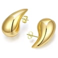 thumbnail image 2 of Pendientes gruesos para mujer, aretes de aro de oro grueso, aretes de gota de agua para regalo de Navidad Ygjytge  Oro, 2 of 8
