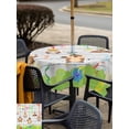 thumbnail image 5 of Outdoor Tablecloth with Umbrella Hole for Patio/Picnic/Party/Camping, Groundhog Day Waterproof Table Cloth Square Cover Washable, Colorful Ribbon Spring Vintage (54"x 54"), 5 of 8