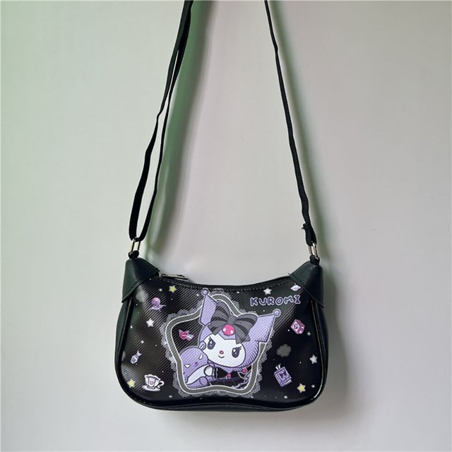 Sanrio-Bolsos de mensajero de Pu de dibujos animados para niños, bolsos de hombro informales, mochilas de Anime Kawaii, Tote estampado de doble cara, bolsa impermeable