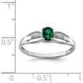 thumbnail image 3 of Sterling Silver Rhod-Plated Diamond Created Emerald Ring (Size 7) Made In Thailand qr7064may-7, 3 of 5