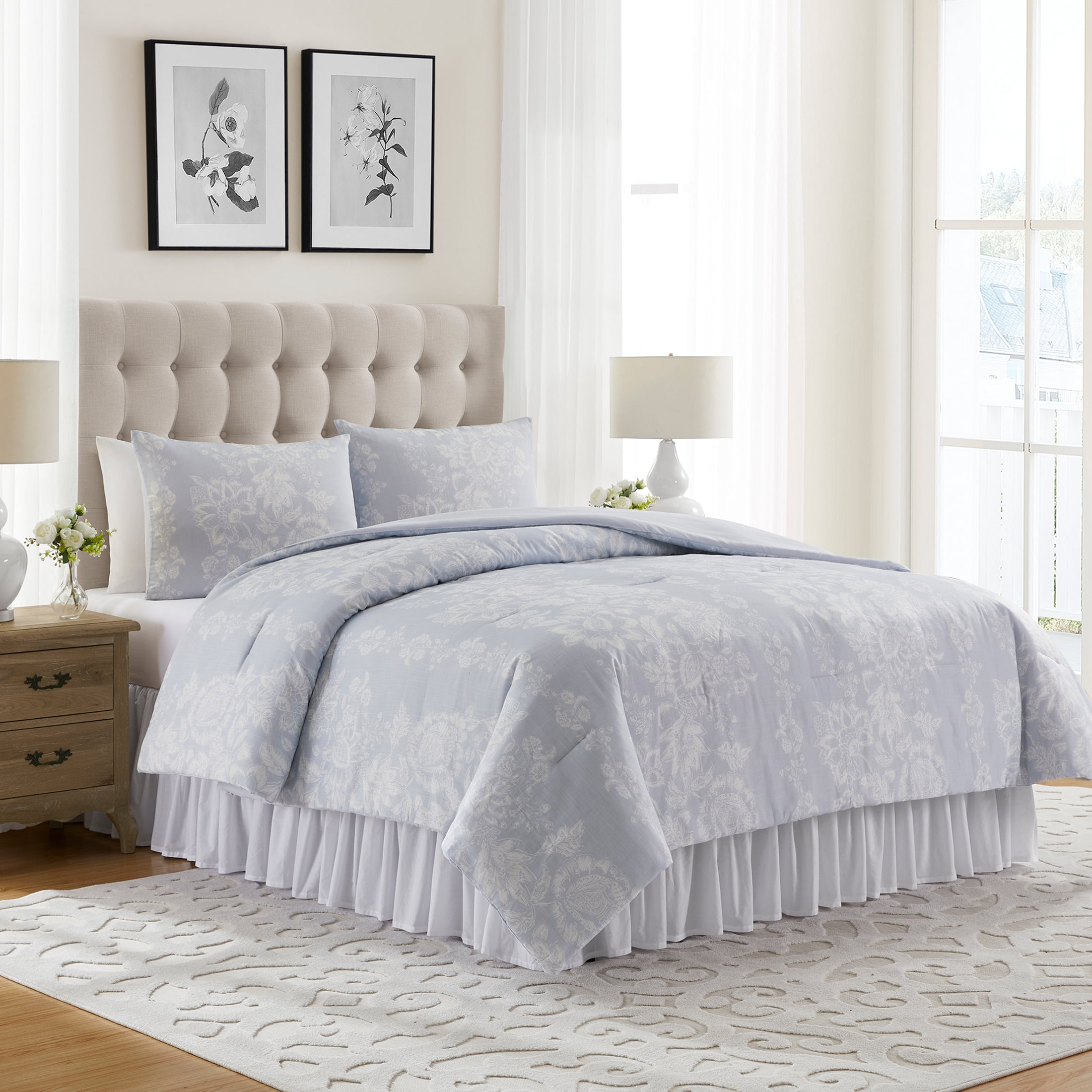 My Texas House Jacqueline White Ruffle Cotton Bed Skirt, King