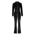 thumbnail image 5 of DailyTrove Women's Long Sleeve Flare Leg Jumpsuit - Solid Color, Slim Fit, Spring & Street Wear,Black, 5 of 6