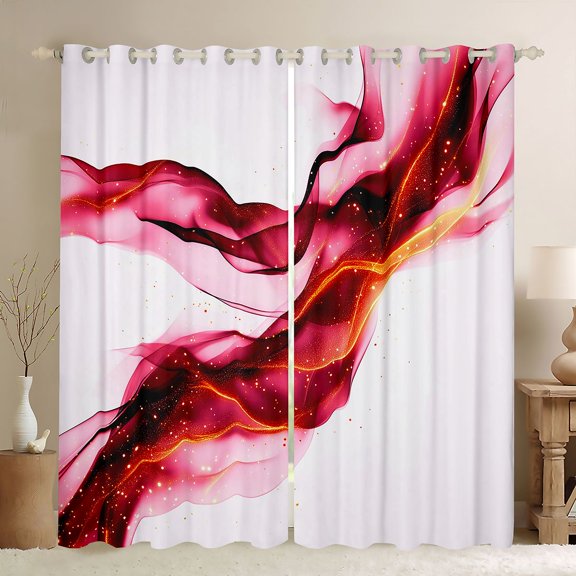 Manfei Aesthetic Abstract Artwork Blackout Curtains, Watercolor Painting Curtains Pack of 2 (42x84 Each), Pink White