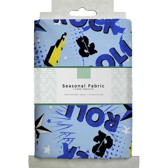 David Textiles 1 Yard x 44" Cotton Rock n Roll Precut Fabric