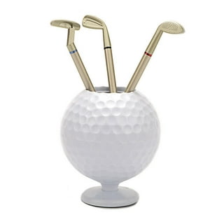 10L0L Golf Pen Holder with 3 Pieces Golf Club Pens Set Unique Golf Golf Desk Decor Gifts Souvenirs for Men-Black White