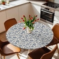 thumbnail image 3 of Light Blue Floral Fitted Tablecloth with Elastic Edged, Round Table Cloth for Dining Table, Rustic Vintage Flowers Botanical Spring Waterproof Oil Proof Table Cover for Indoor Outdoor 36"-44", 3 of 8