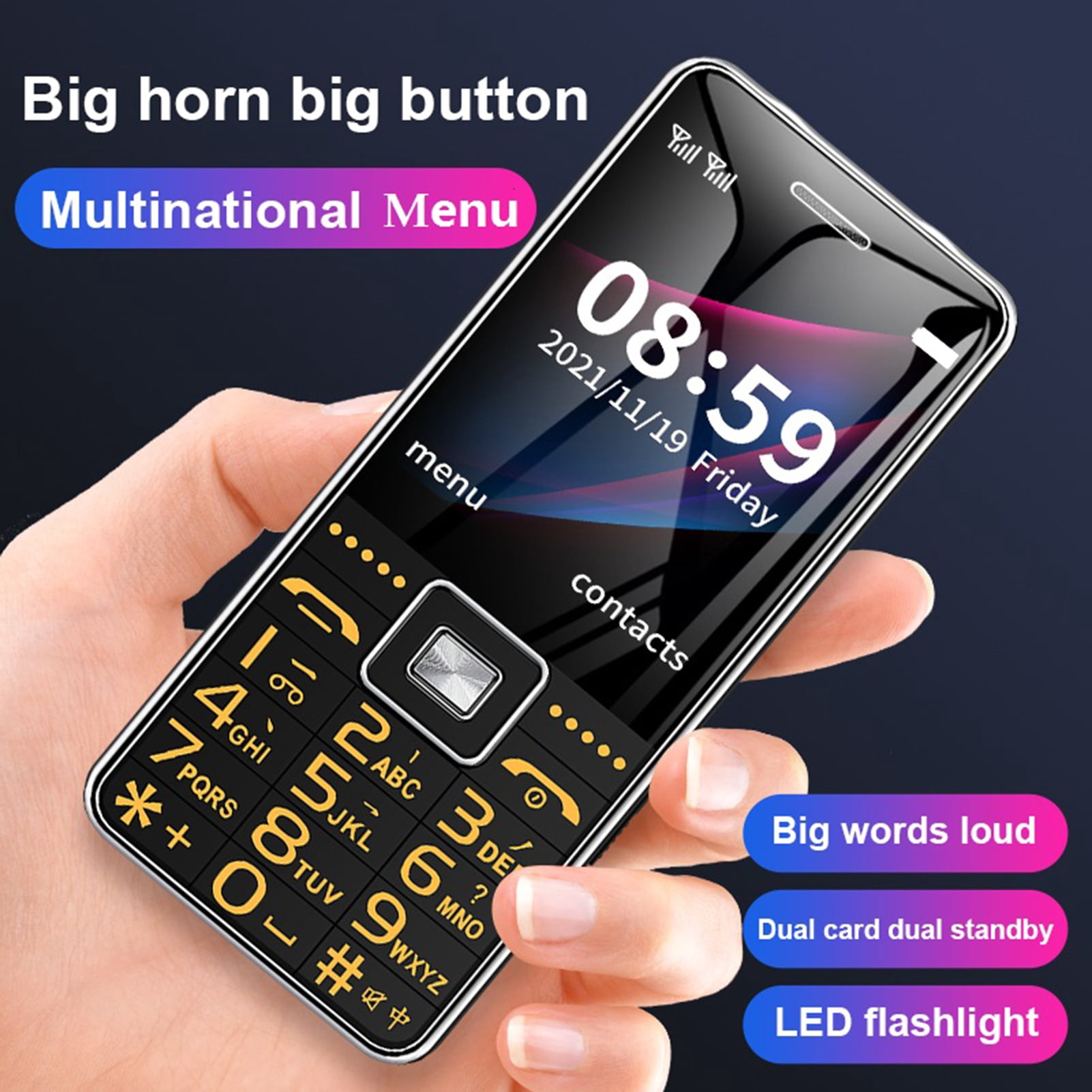 Xinyolin 1 Set Cell Phone Dual Card Slots Long Standby Time High Resolution Compact Stable Call 4G Family Number SOS Mobile Phone for The Elderly