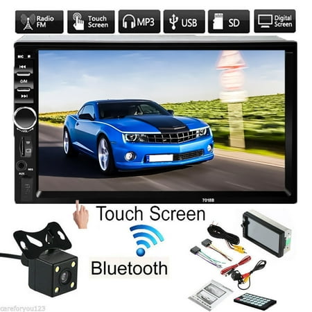 Clearance!!! Vehicle 7 inch 1080P HD Touch Screen Double 2DIN  bluetooth Car Stereo Radio MP5 MP3 Player with Rearview Camera + Remote Controller + 4Pcs Power