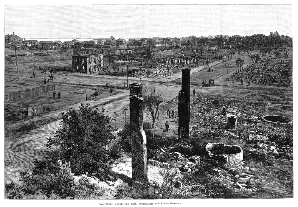 Texas Galveston Fire, 1885. /Nbuilding Ruins In Galveston, Texas