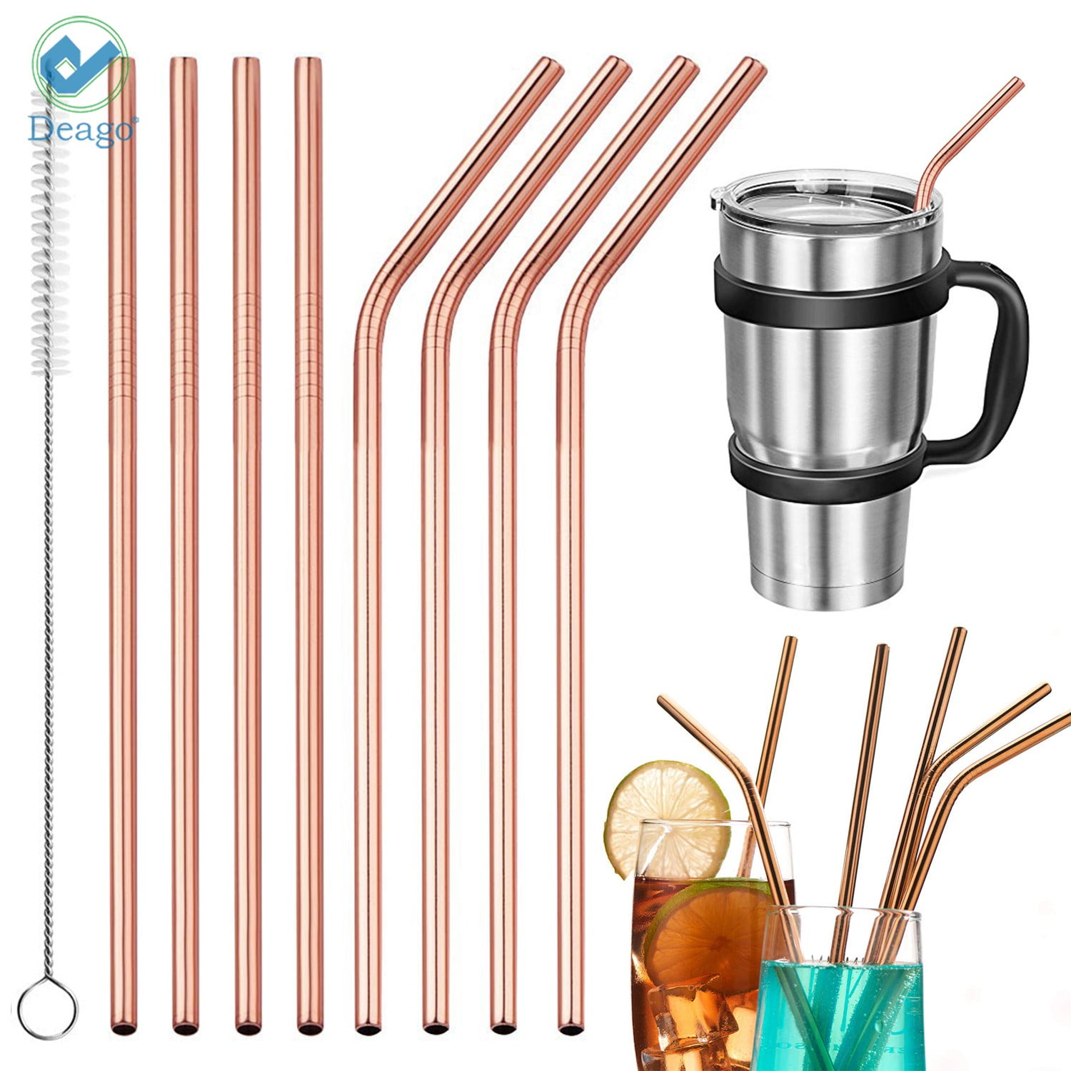 [18 PCS] New Heart Shape Metal Straws 304 Food Grade Stainless Steel, Bulk  Reusable Stainless Steel Straw Set with Cleaning Brushes for Tumblers