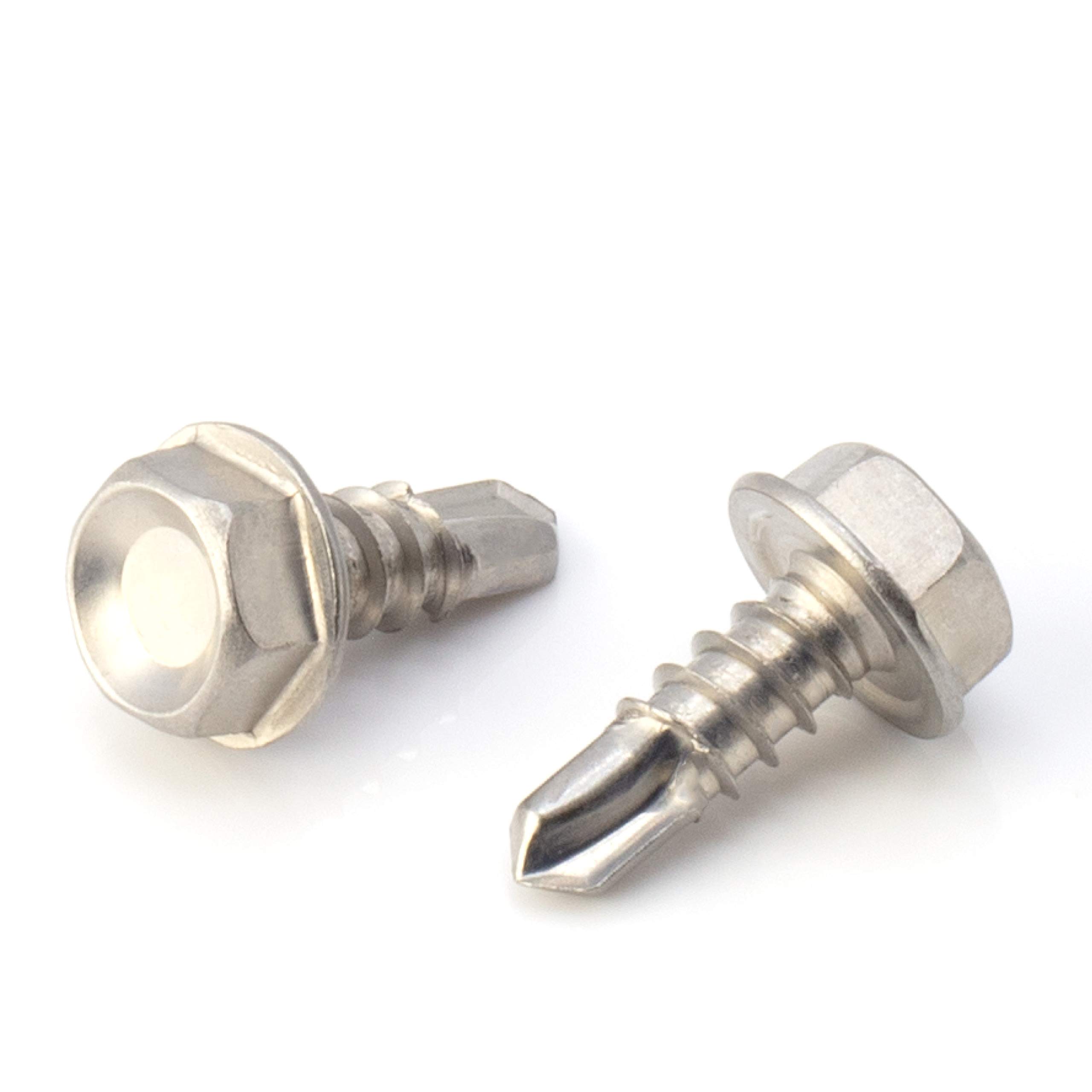 1 Length 100pcs - Self Tapping Screw - Self Drilling Screw - 410 Stainless Steel Screws = Exceptional Wear and Very Corrosion Resistant - Hex Washer Head #12 Size THE CIMPLE CO 25mm