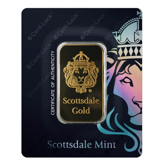 1 oz Gold Bar by Scottsdale Mint - 1 Troy Ounce .9999 Gold in Assay Card