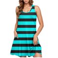thumbnail image 4 of WIZUTIZ Womens Dresses Summer Flowy Relaxed Fit High Rise Mini Dress Striped Color Block Tank Dress Crew Neck Sleeveless Shift Dress for Teen Girls with Pockets Stylish Vacation Dress Green, 4 of 4