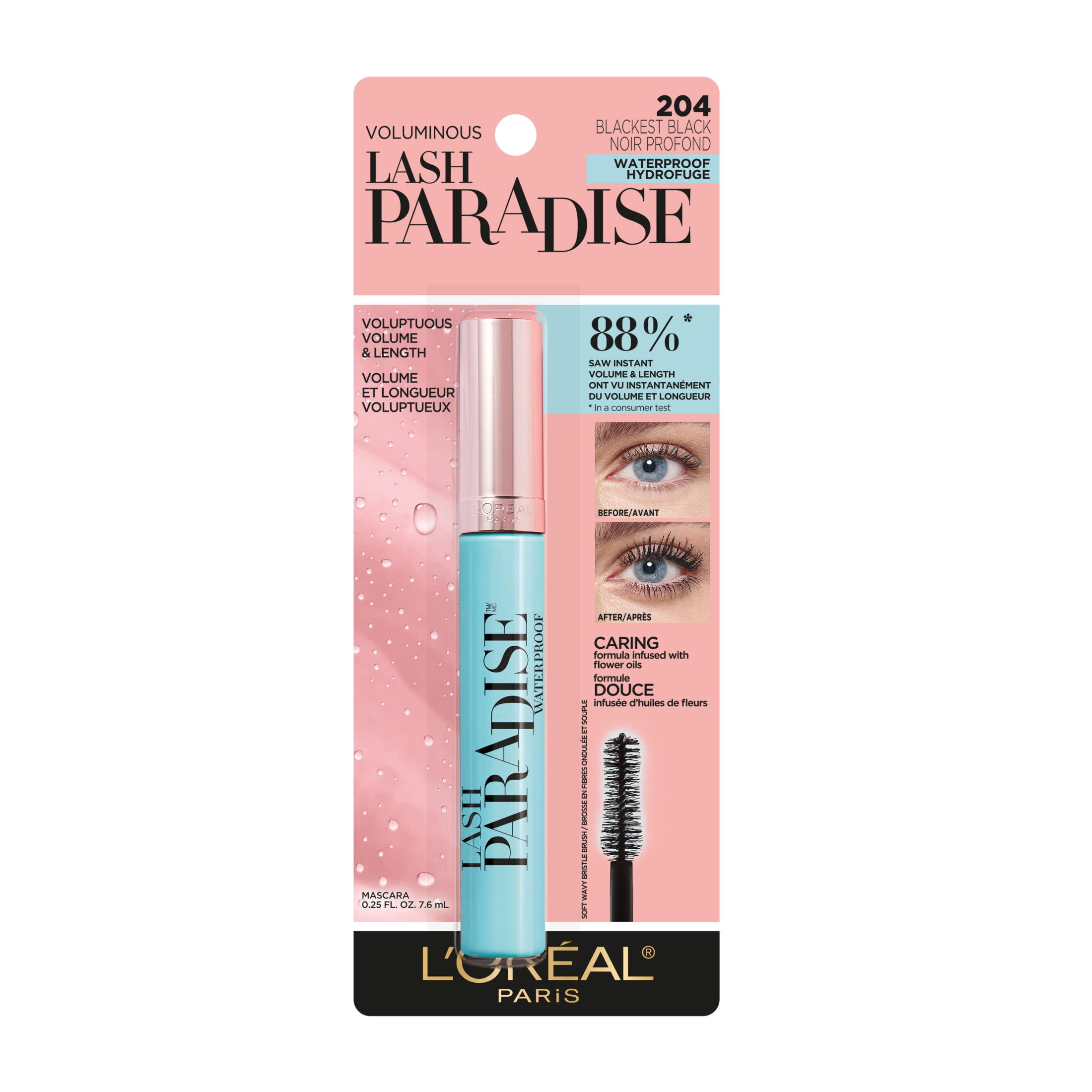 L'Oreal Paris Voluminous Lash Paradise Waterproof Mascara, Blackest Black