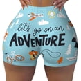 thumbnail image 2 of Lsque Let's Go on an Adventure Pattern High Waisted Biker Shorts for Women-Tummy Control Fitness Athletic Workout Running Yoga Gym Shorts,Moisture-Wicking-Medium, 2 of 9