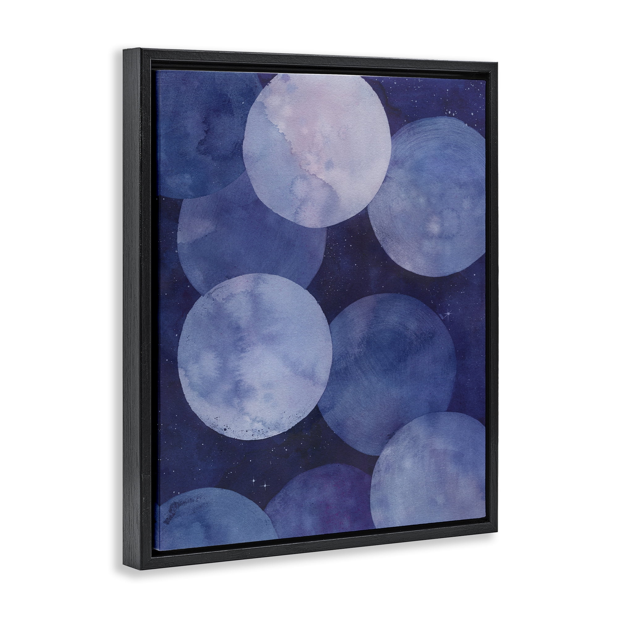 Stupell Industries Purple Circular Shapes Abstract Painting Black Floater Framed Canvas Art Print Wall Art, 17 x 21