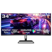 Deco Gear 34" Curved Monitor, UltraWide WQHD 3440x1440, 100Hz, 1ms, 99% sRGB, HDR, Low Blue Light, PIP/PBP, 2x HDMI, 2x DisplayPort - Business Productivity Display