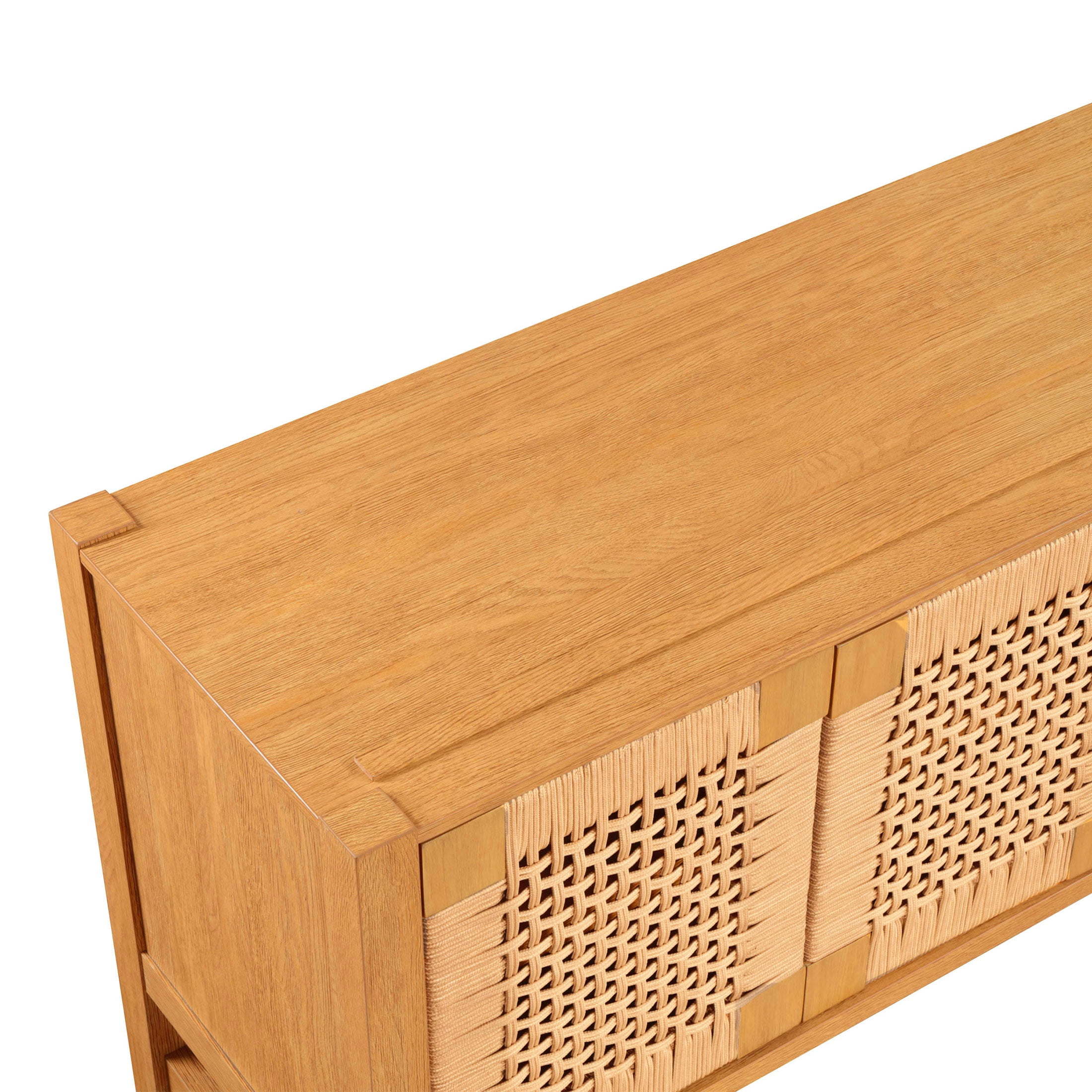 Better Homes & Gardens Vista Woven Coastal TV Stand for TVs up to 65", Light Honey