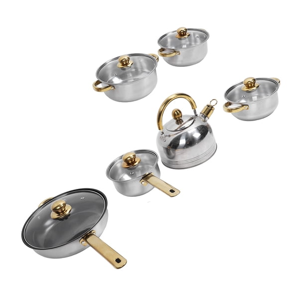 Juego De Utensilios De Cocina Antiadherentes, Juego De Cacerola De Acero Inoxidable Con Tapa De Vidrio, Juego De Sartenes Y Ollas Para El Hogar, Cocina, Restaurante,