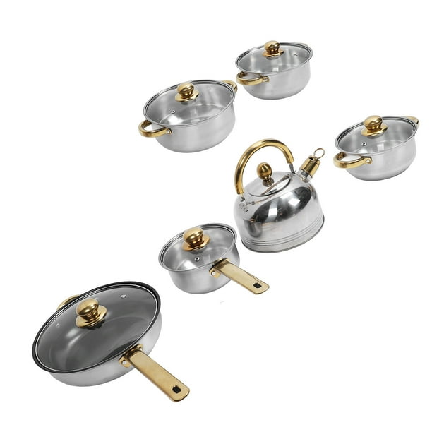 Juego De Utensilios De Cocina Antiadherentes, Juego De Cacerola De Acero Inoxidable Con Tapa De Vidrio, Juego De Sartenes Y Ollas Para El Hogar, Cocina, Restaurante,