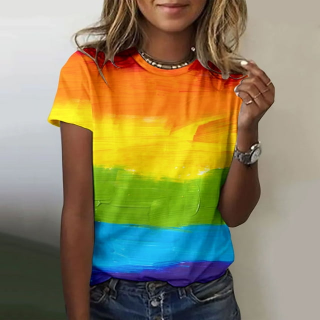 TINZ T-Shirts à Manches Courtes pour Femmes avec Col Rond Imprimé Lettre O Chemises d'Exercice pour Femmes Pack de T-Shirts à Manches Longues pour Femmes T-Shirt Décontracté pour Femmes T-Shirts pour Femmes Hauts d'Été pour Femmes