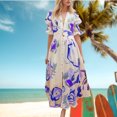 thumbnail image 4 of Vestido De Mujer Vestido elegante con cuello en V Maxi Dress Vestidos Moda suave para boda (Azul S) Cgtredaw para Mujer Azul T S, 4 of 6